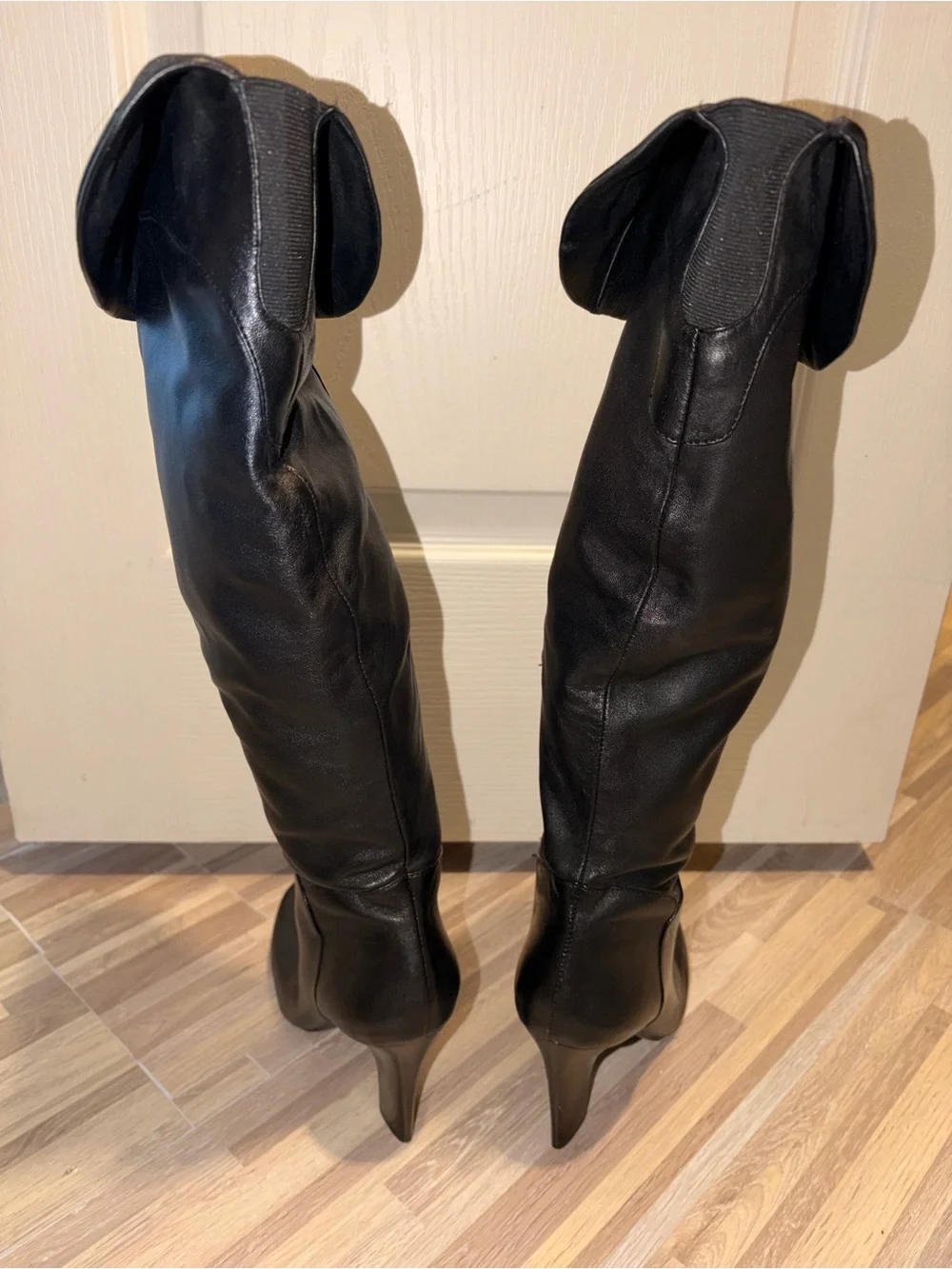 GUESS Black Over-the-Knee Fold-Over Boots with Side Zip